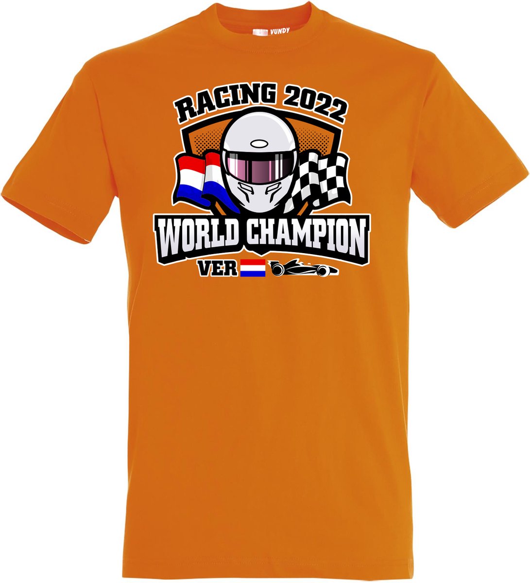 T-shirt helm World Champion Racing  2022 | Max Verstappen / Red Bull Racing / Formule 1 Fan | Wereldkampioen | Oranje | maat XL